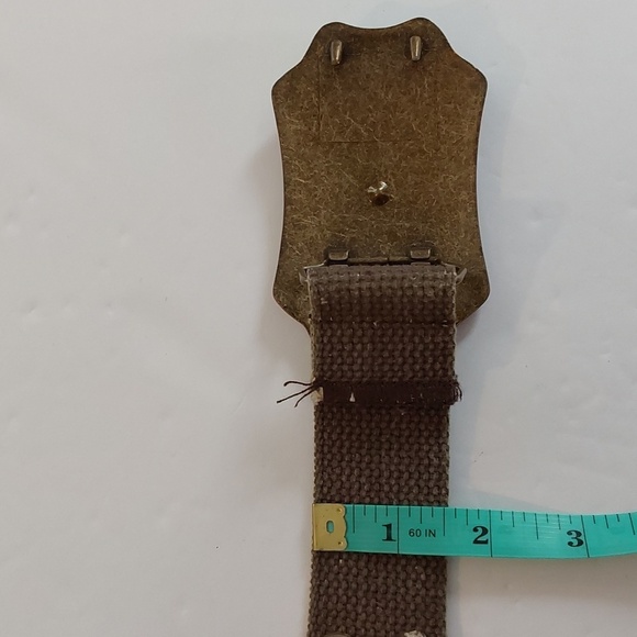 Vintage Dark Tan Double Grommet Belt with Ornate Rhinestone  Buckle Sz.S/ M main image 4